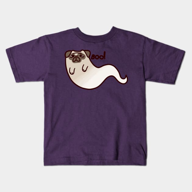 Ghost Pug Kids T-Shirt by saradaboru